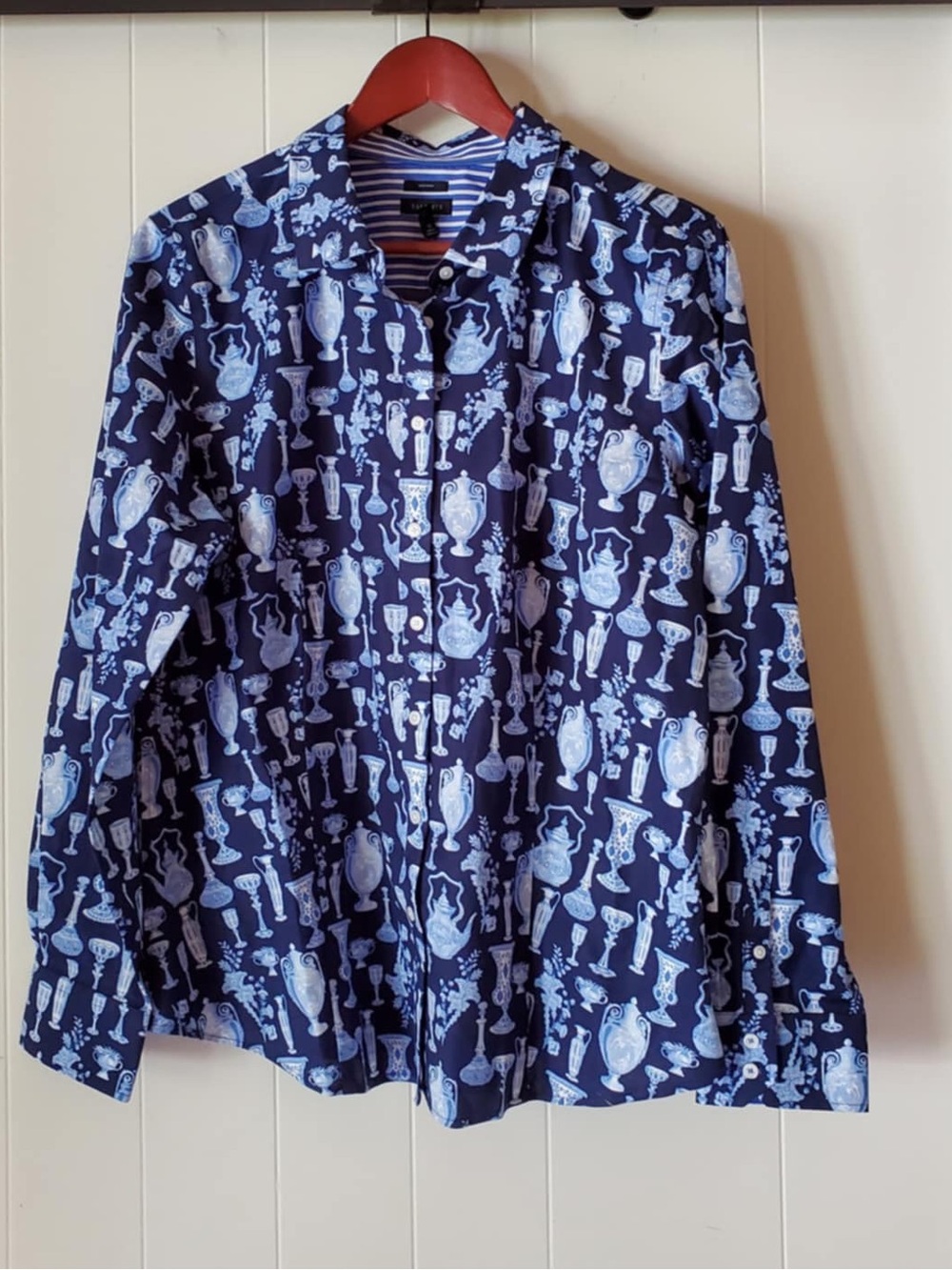TALBOTS Non Iron Perfect Shirt • Antique Vases • Contrast Stripe Classic 16 - Picture 3 of 8